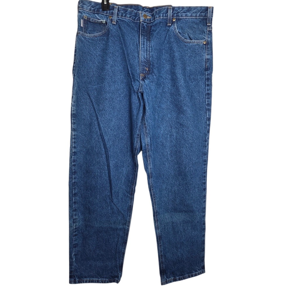 Carhartt Mens Blue Cotton Denim Relaxed Fit Tapered Jeans 40x32 Workwear Country